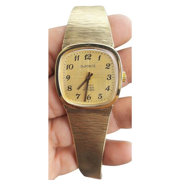 Vintage Dufonte Lucien Piccard Watch 17 Jewels Wind Up Mechanical With Mesh Band - Picture 1 of 9